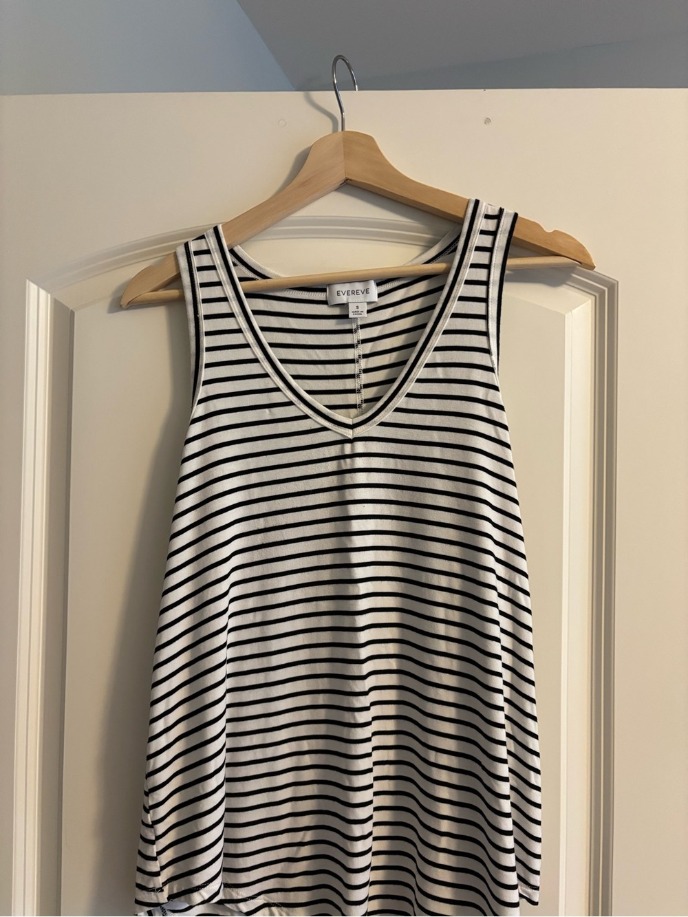 Evereve Black and White Striped V-Neck Tank Top
